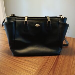Coach Elegant Black Leather Tote Bag/Diaper Bag